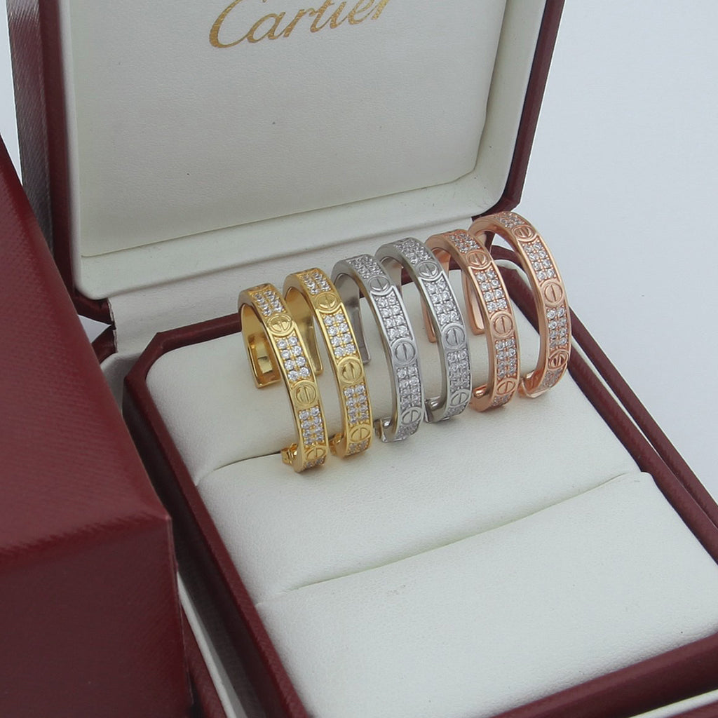 [Lumi Jewelry]LOVE EARRINGS 3.6MM DIAMOND PAVED