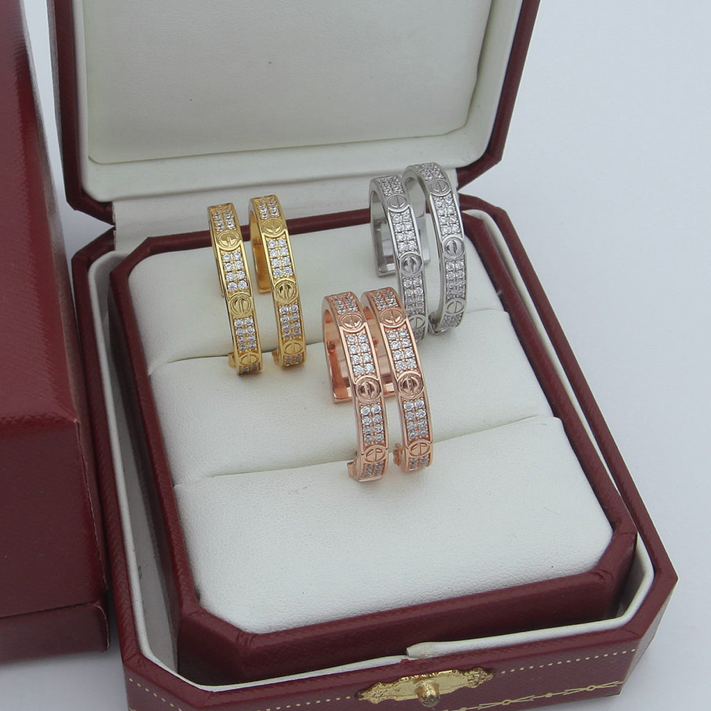[Lumi Jewelry]LOVE EARRINGS 3.6MM DIAMOND PAVED