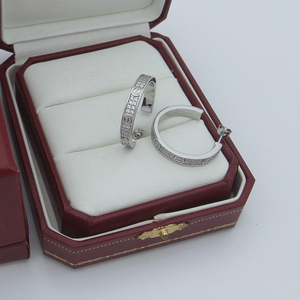 [Lumi Jewelry]LOVE EARRINGS 3.6MM DIAMOND PAVED