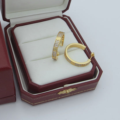 [Lumi Jewelry]LOVE EARRINGS 3.6MM DIAMOND PAVED