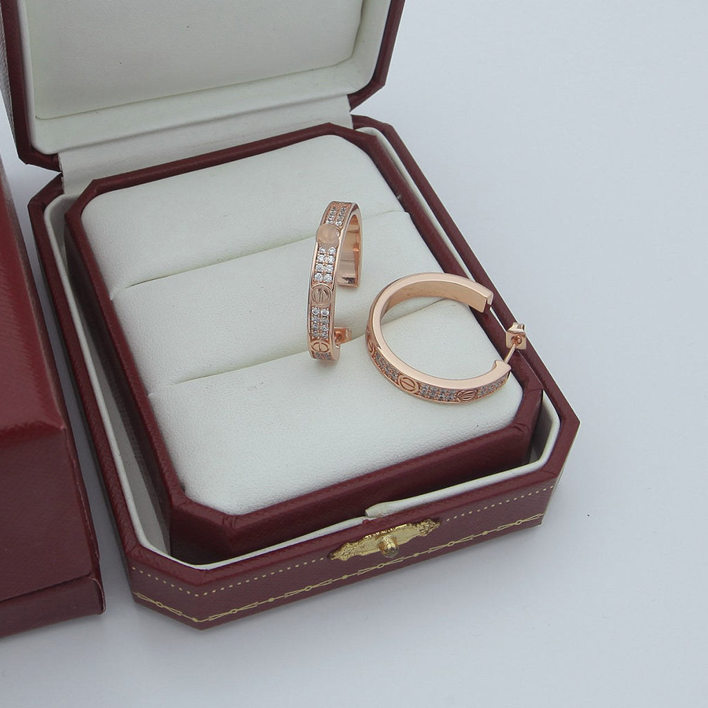 [Lumi Jewelry]LOVE EARRINGS 3.6MM DIAMOND PAVED