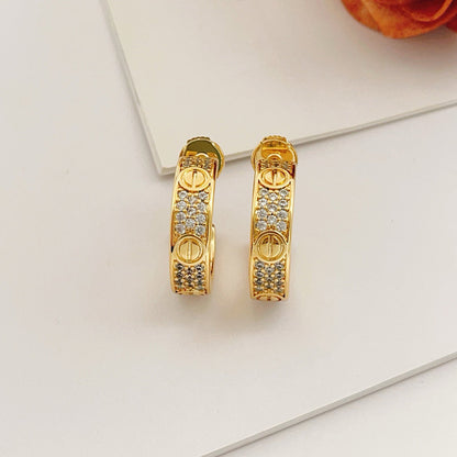 [Lumi Jewelry]LOVE 5.5MM DIAMOND PAVED EARRINGS