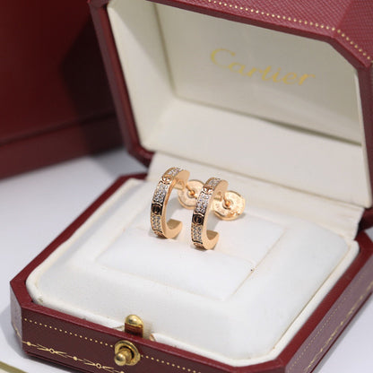 [Lumi Jewelry]LOVE 5.5MM DIAMOND PAVED EARRINGS