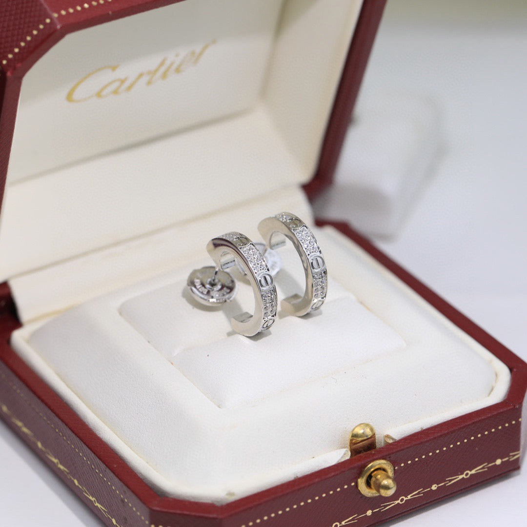 [Lumi Jewelry]LOVE 5.5MM DIAMOND PAVED EARRINGS