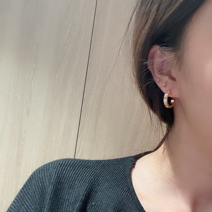 [Lumi Jewelry]LOVE 5.5MM DIAMOND PAVED EARRINGS