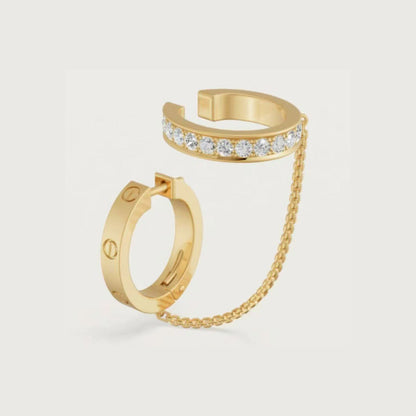 [Lumi Jewelry]LOVE 3.0MM HALF DIAMOND EARRINGS