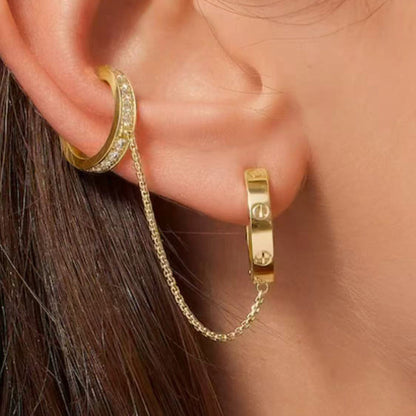 [Lumi Jewelry]LOVE 3.0MM HALF DIAMOND EARRINGS