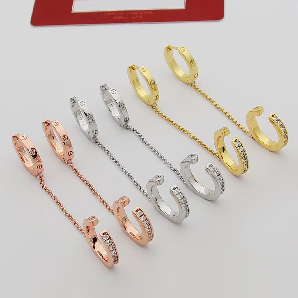 [Lumi Jewelry]LOVE 3.0MM HALF DIAMOND EARRINGS