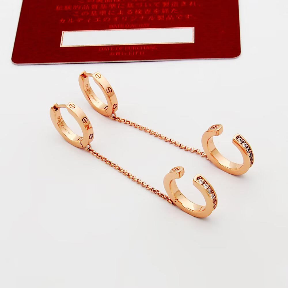 [Lumi Jewelry]LOVE 3.0MM HALF DIAMOND EARRINGS