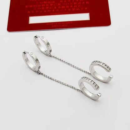 [Lumi Jewelry]LOVE 3.0MM HALF DIAMOND EARRINGS