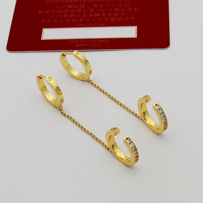 [Lumi Jewelry]LOVE 3.0MM HALF DIAMOND EARRINGS