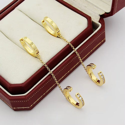 [Lumi Jewelry]LOVE 3.0MM HALF DIAMOND EARRINGS