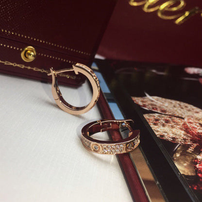 [Lumi Jewelry]LOVE 5.5MM DIAMOND PAVED EARRINGS