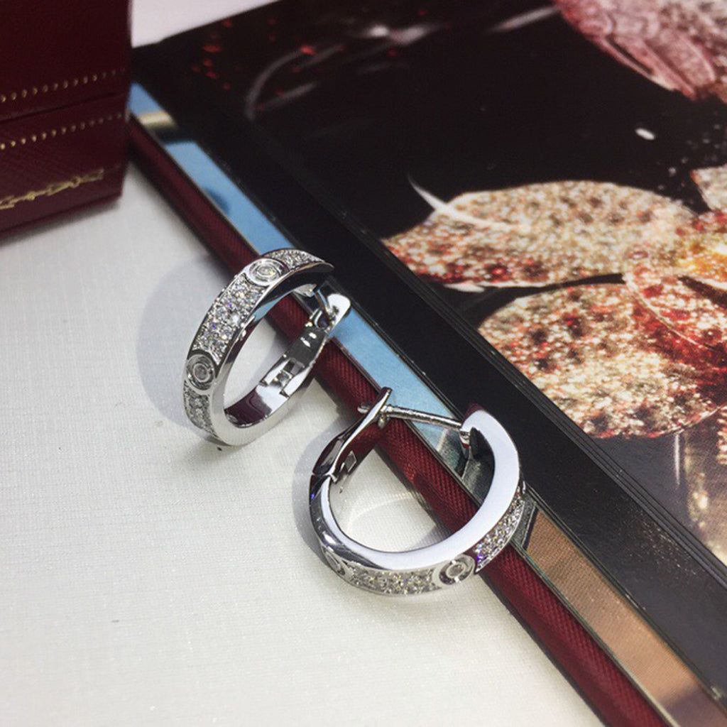 [Lumi Jewelry]LOVE 5.5MM DIAMOND PAVED EARRINGS