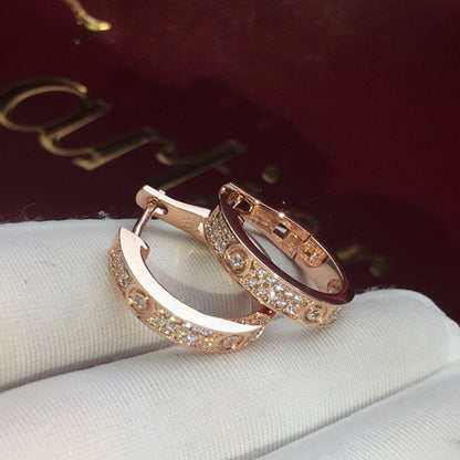 [Lumi Jewelry]LOVE 5.5MM DIAMOND PAVED EARRINGS