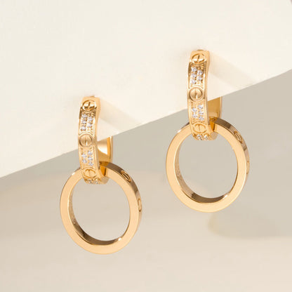 [Lumi Jewelry]LOVE 3.3MM DANGLE HALF DIAMOND EARRINGS