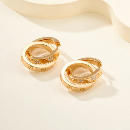 [Lumi Jewelry]LOVE 3.3MM DANGLE HALF DIAMOND EARRINGS
