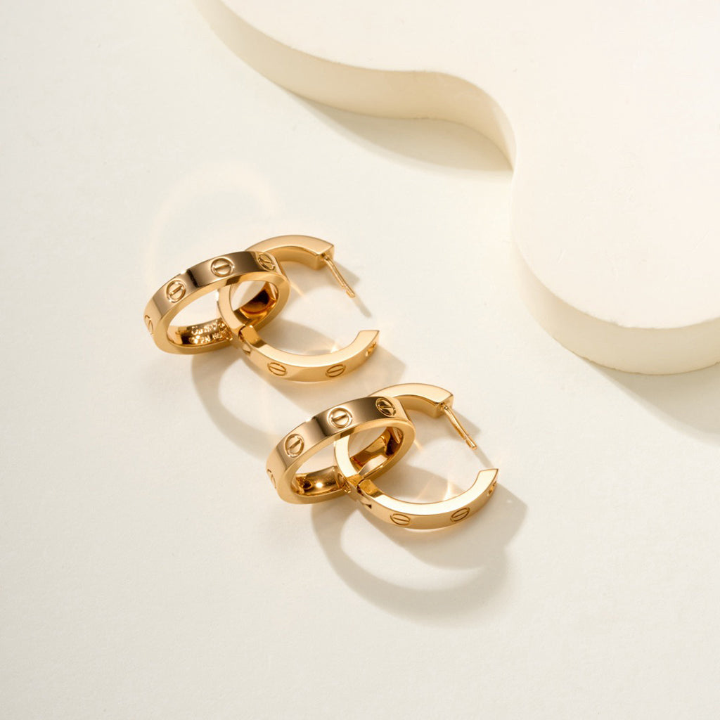 [Lumi Jewelry]LOVE 3.3MM DANGLE HALF DIAMOND EARRINGS