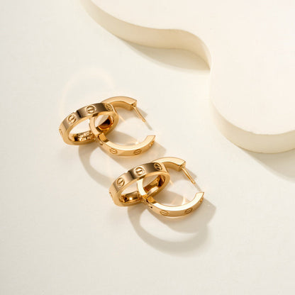 [Lumi Jewelry]LOVE 3.3MM DANGLE HALF DIAMOND EARRINGS