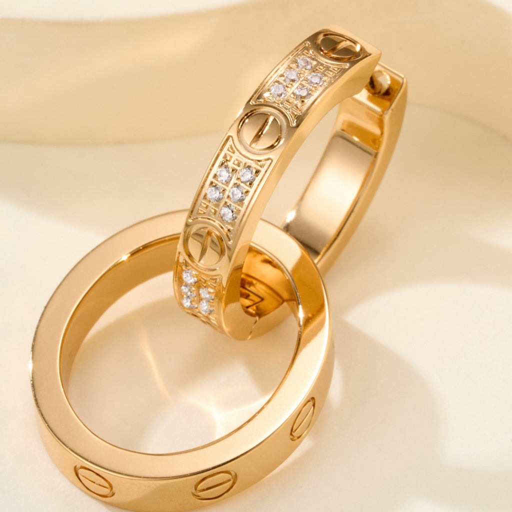 [Lumi Jewelry]LOVE 3.3MM DANGLE HALF DIAMOND EARRINGS