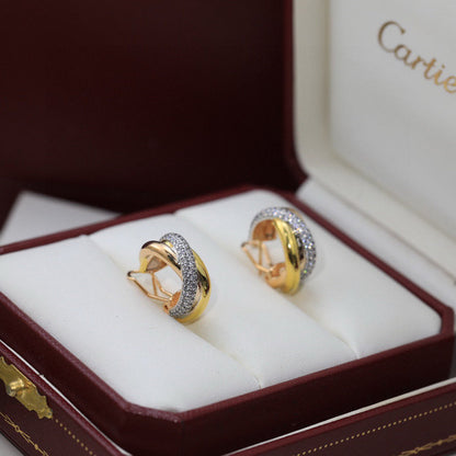 [Lumi Jewelry]TRINITY HALF DIAMOND  CLASSIC EARRINGS
