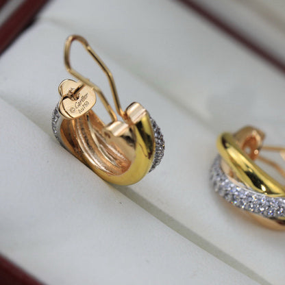 [Lumi Jewelry]TRINITY HALF DIAMOND  CLASSIC EARRINGS