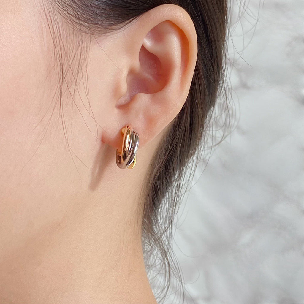 [Lumi Jewelry]TRINITY ON DIAMOND CLASSIC EARRINGS