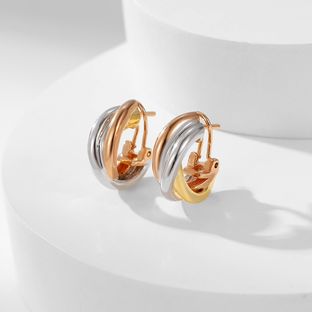 [Lumi Jewelry]TRINITY ON DIAMOND CLASSIC EARRINGS
