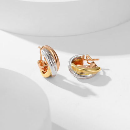 [Lumi Jewelry]TRINITY ON DIAMOND CLASSIC EARRINGS