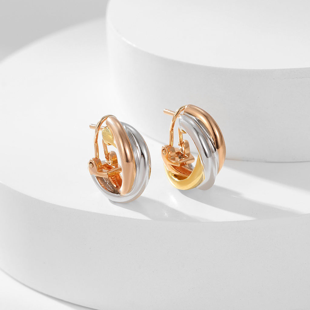 [Lumi Jewelry]TRINITY ON DIAMOND CLASSIC EARRINGS