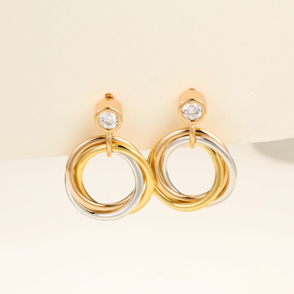 [Lumi Jewelry]TRINITY ON DIAMOND  EARRINGS