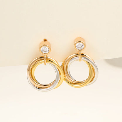 [Lumi Jewelry]TRINITY ON DIAMOND  EARRINGS