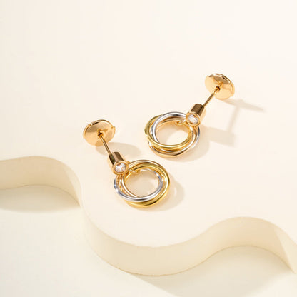 [Lumi Jewelry]TRINITY ON DIAMOND  EARRINGS