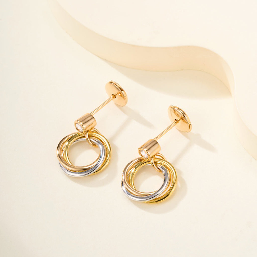 [Lumi Jewelry]TRINITY ON DIAMOND  EARRINGS