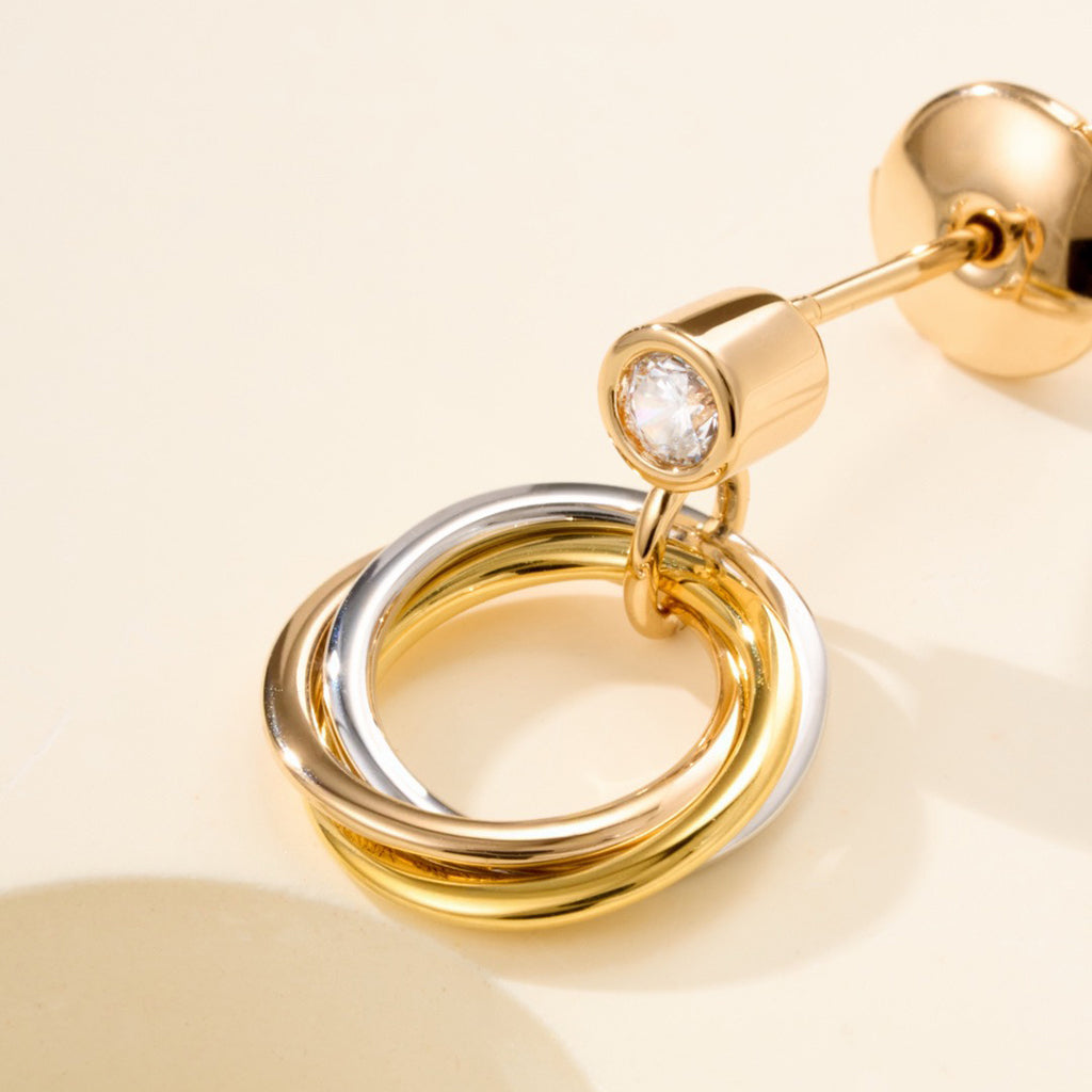 [Lumi Jewelry]TRINITY ON DIAMOND  EARRINGS