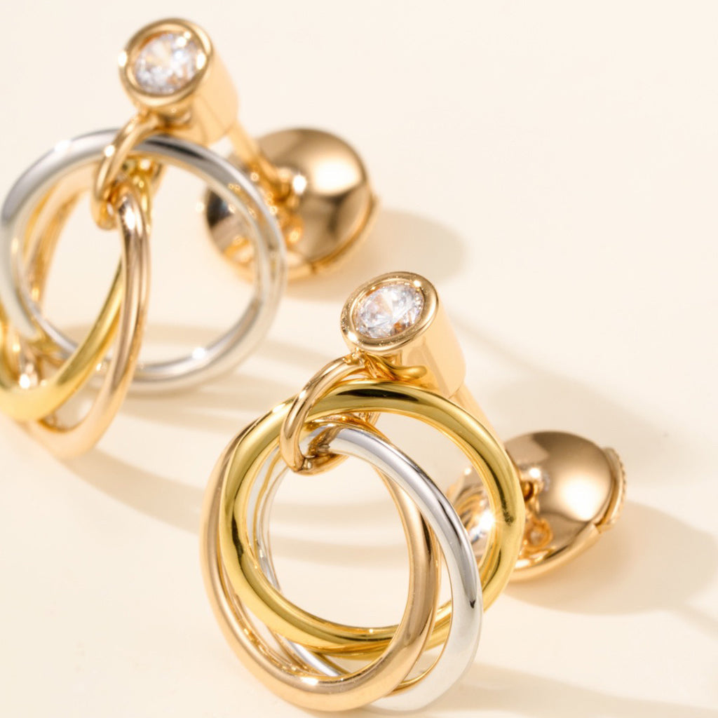 [Lumi Jewelry]TRINITY ON DIAMOND  EARRINGS
