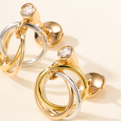 [Lumi Jewelry]TRINITY ON DIAMOND  EARRINGS