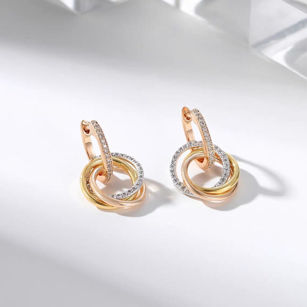 [Lumi Jewelry]TRINITY HALF DIAMOND  EARRINGS