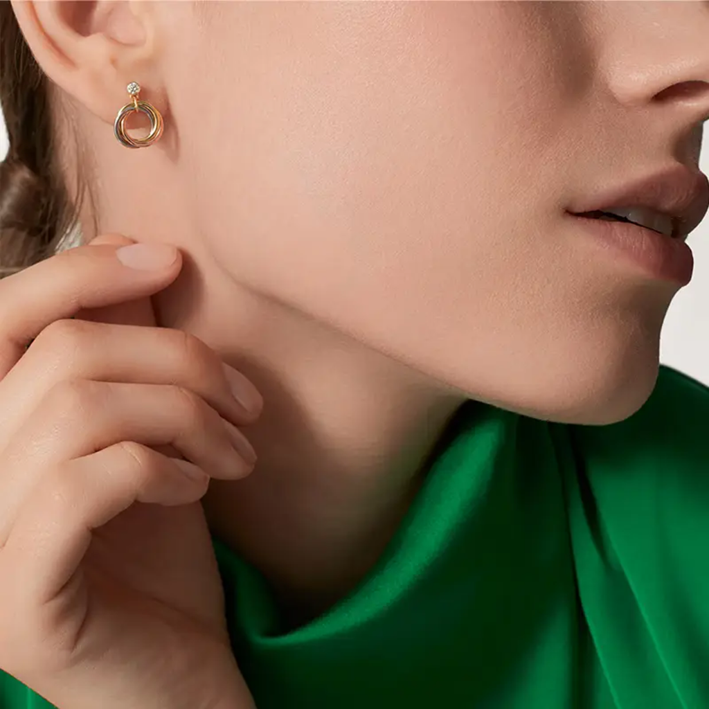 [Lumi Jewelry]TRINITY ON DIAMOND  EARRINGS