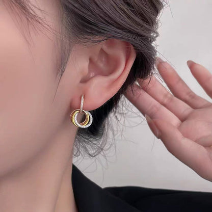 [Lumi Jewelry]TRINITY HALF DIAMOND  EARRINGS