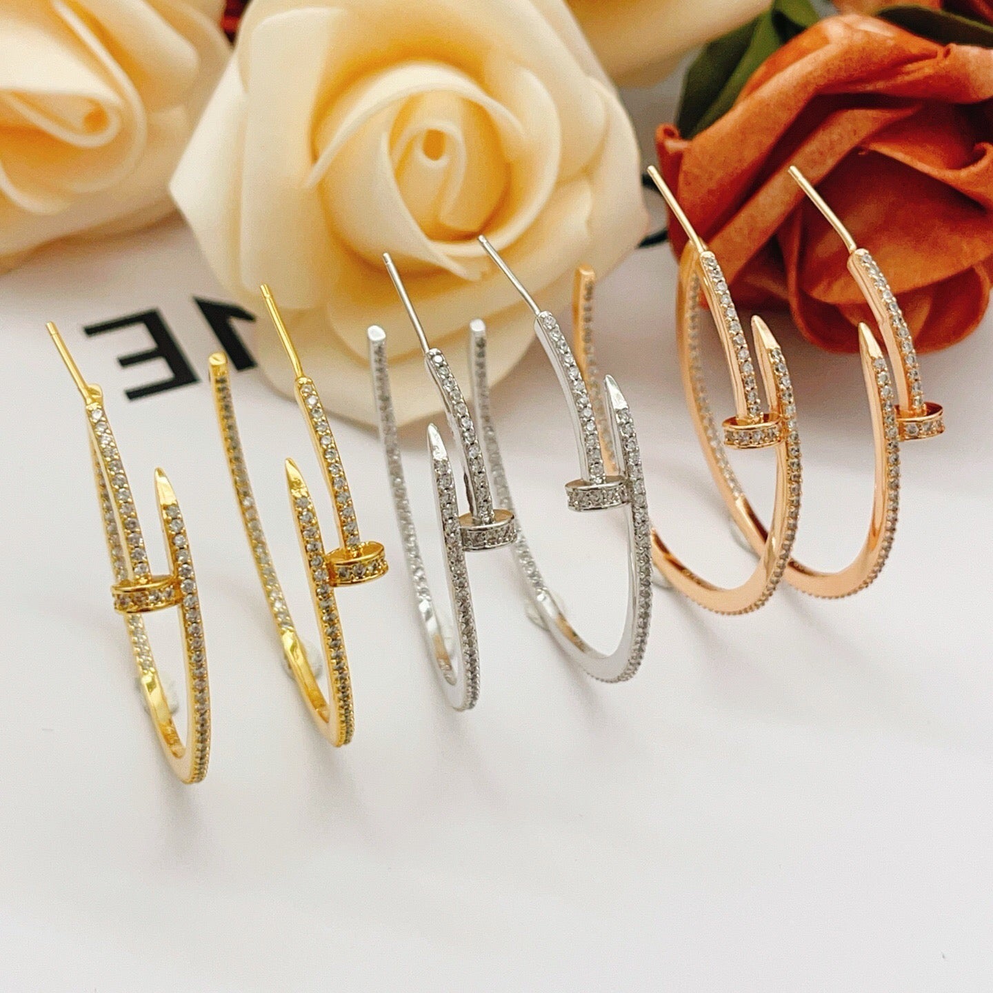 [Lumi Jewelry]JUSTE FULL DIAMOND LARGE EARRINGS