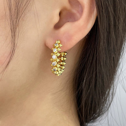 [Lumi Jewelry]CLASH FULL DIAMOND MEDIUM EARRINGS