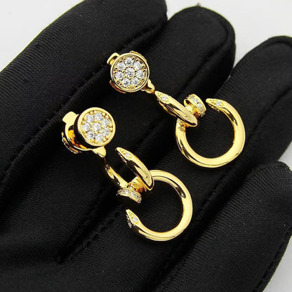 [Lumi Jewelry]JUSTE HALF DIAMOND DOUBLE EARRINGS