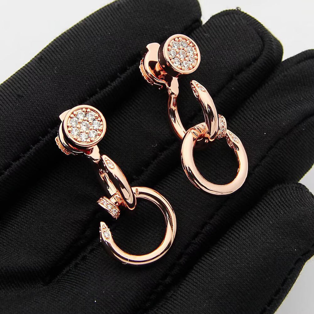 [Lumi Jewelry]JUSTE HALF DIAMOND DOUBLE EARRINGS