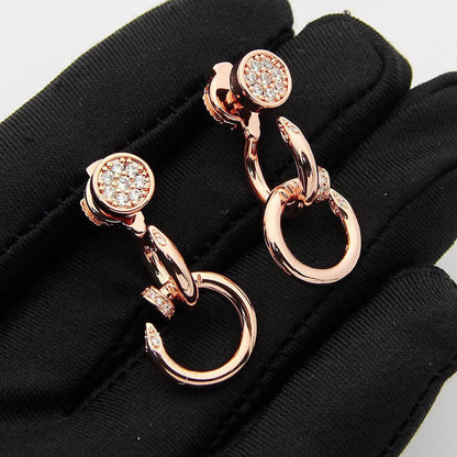 [Lumi Jewelry]JUSTE HALF DIAMOND DOUBLE EARRINGS