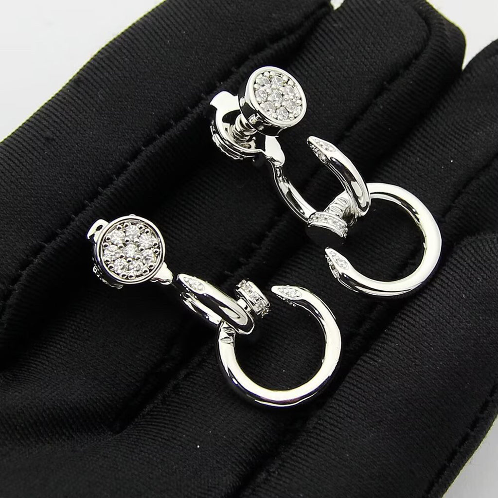 [Lumi Jewelry]JUSTE HALF DIAMOND DOUBLE EARRINGS