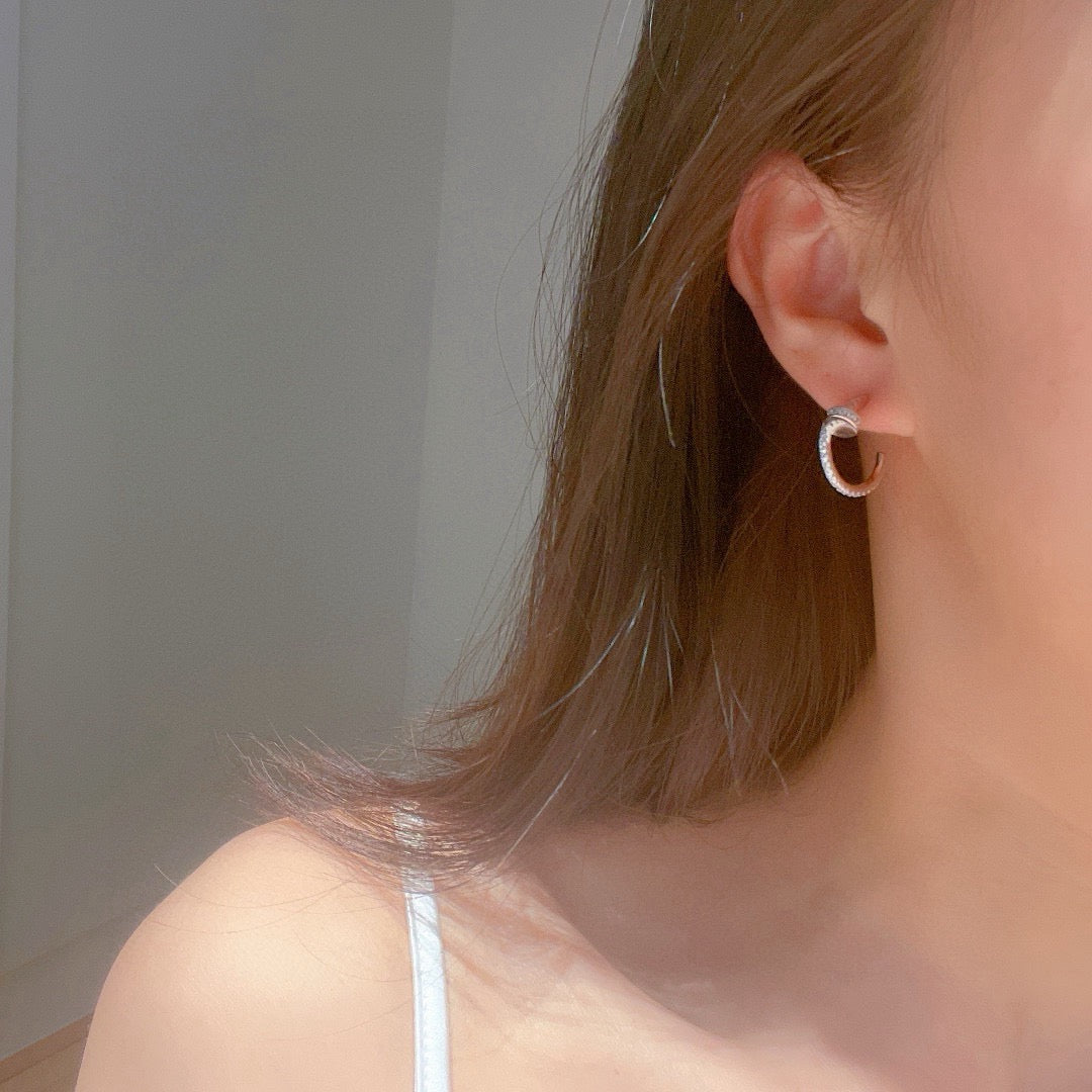 [Lumi Jewelry]JUSTE FULL DIAMOND DOUBLE EARRINGS