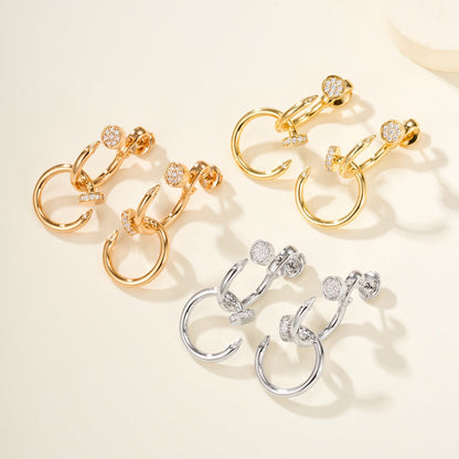 [Lumi Jewelry]JUSTE HALF DIAMOND DOUBLE EARRINGS