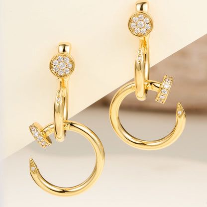 [Lumi Jewelry]JUSTE HALF DIAMOND DOUBLE EARRINGS