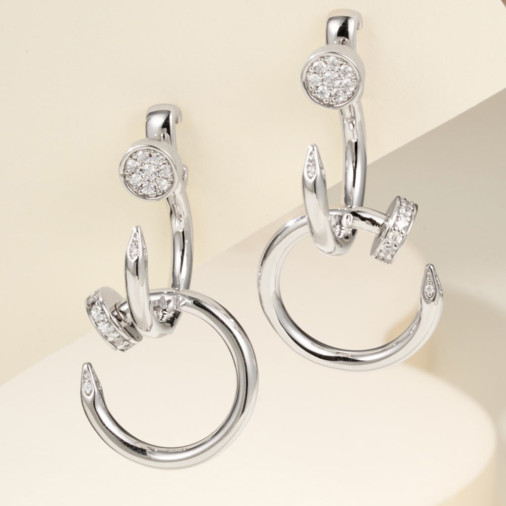 [Lumi Jewelry]JUSTE HALF DIAMOND DOUBLE EARRINGS
